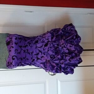 Elegant Strapless Purple Dress with Black Accents